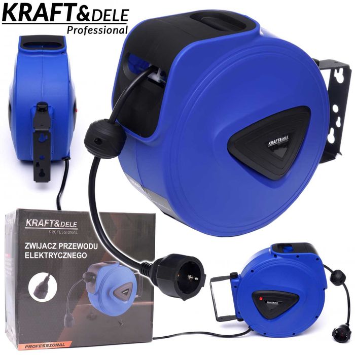KRAFT&DELE Przedłużacz Zwijacz Przewodu Elektrycznego 3x1,5 20m KD4029
