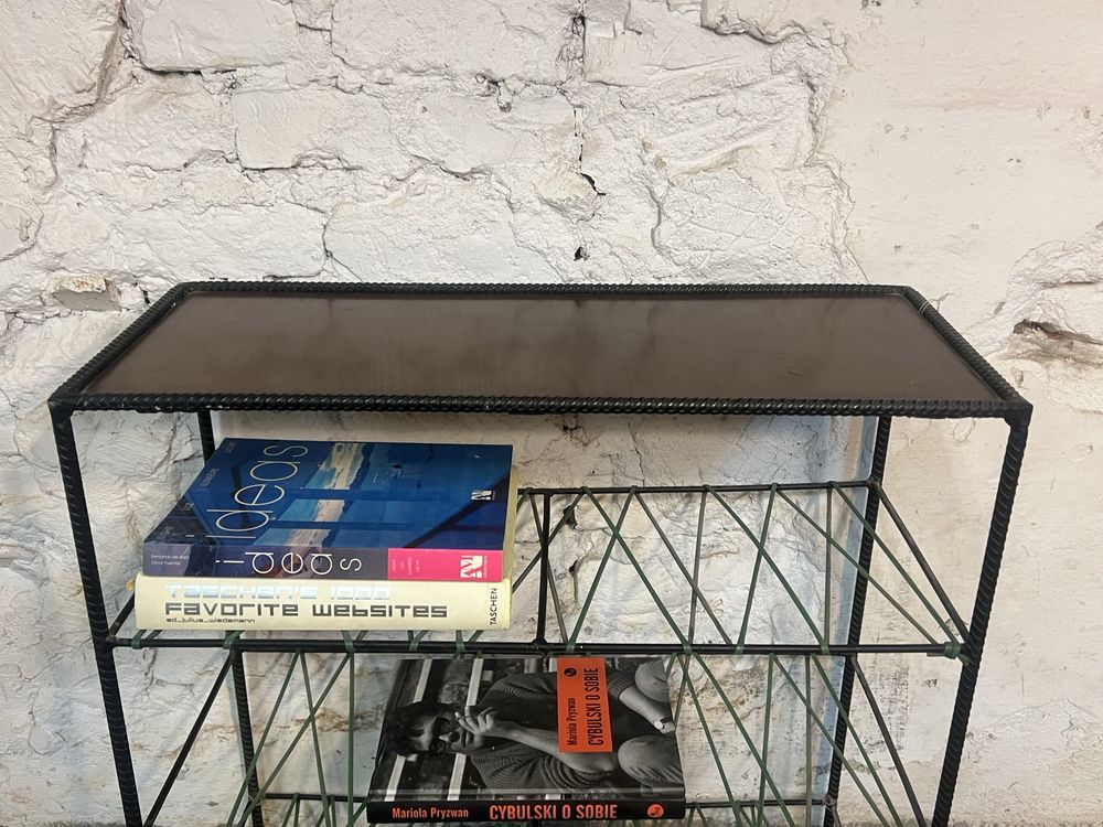 Pomocnik metalowa szafka stojak na buty industrialny prl vintage retro