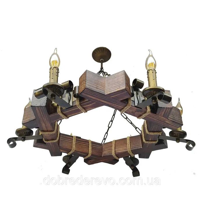 Люстра колесо, Світильник колесо ковка під старину, Люстра з факелом
