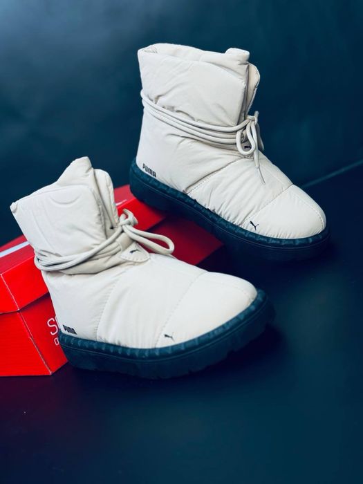 Дутики Puma беж / непромокаемая женская обувь на зиму / дутики пума