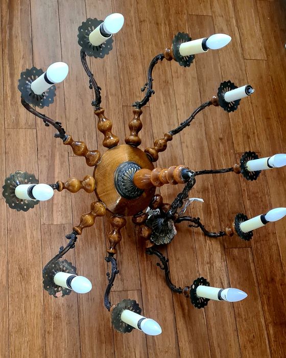 Lampa wisząca vintage prl 10 ramienna/ żyrandol