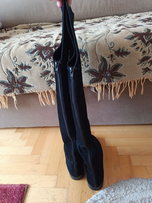 Чоботи-ботфорти весняні натуральна замша