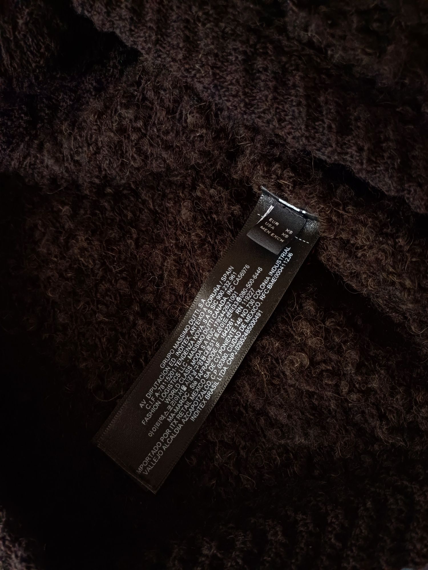 Massimo Dutti kardigan wełna alpaka brązowy sweter boucle złote guziki