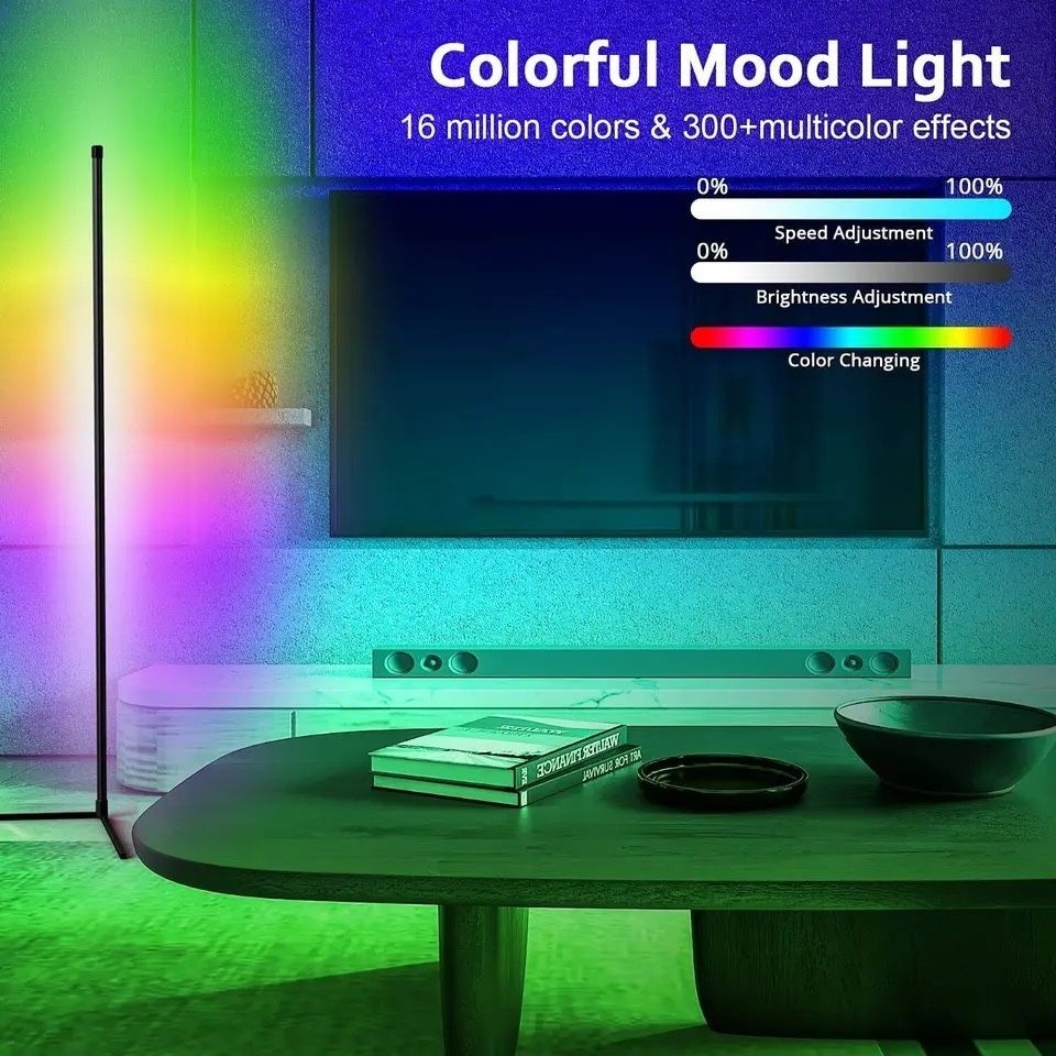 Угловой напольный RGB светодиодный LED торшер лампа с пультом