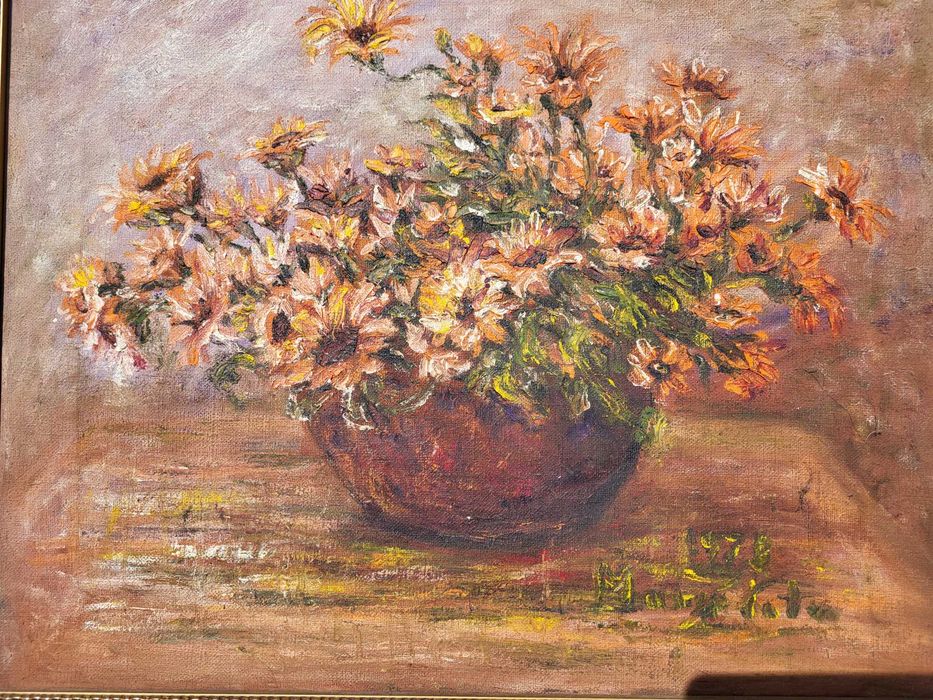 Obraz olejny - kwiaty w wazonie - 1978