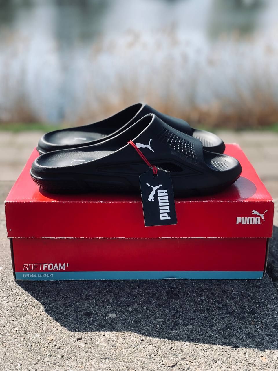 Шлепанцы пума мужские чёрные летние шлепки стильные Puma