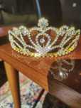 Coroa Tiara Noiva Dourada Brilhantes