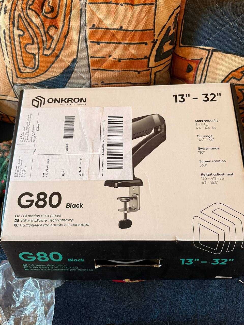 Uchwyt biurkowy ONKRON G80 do monitora 13–32"