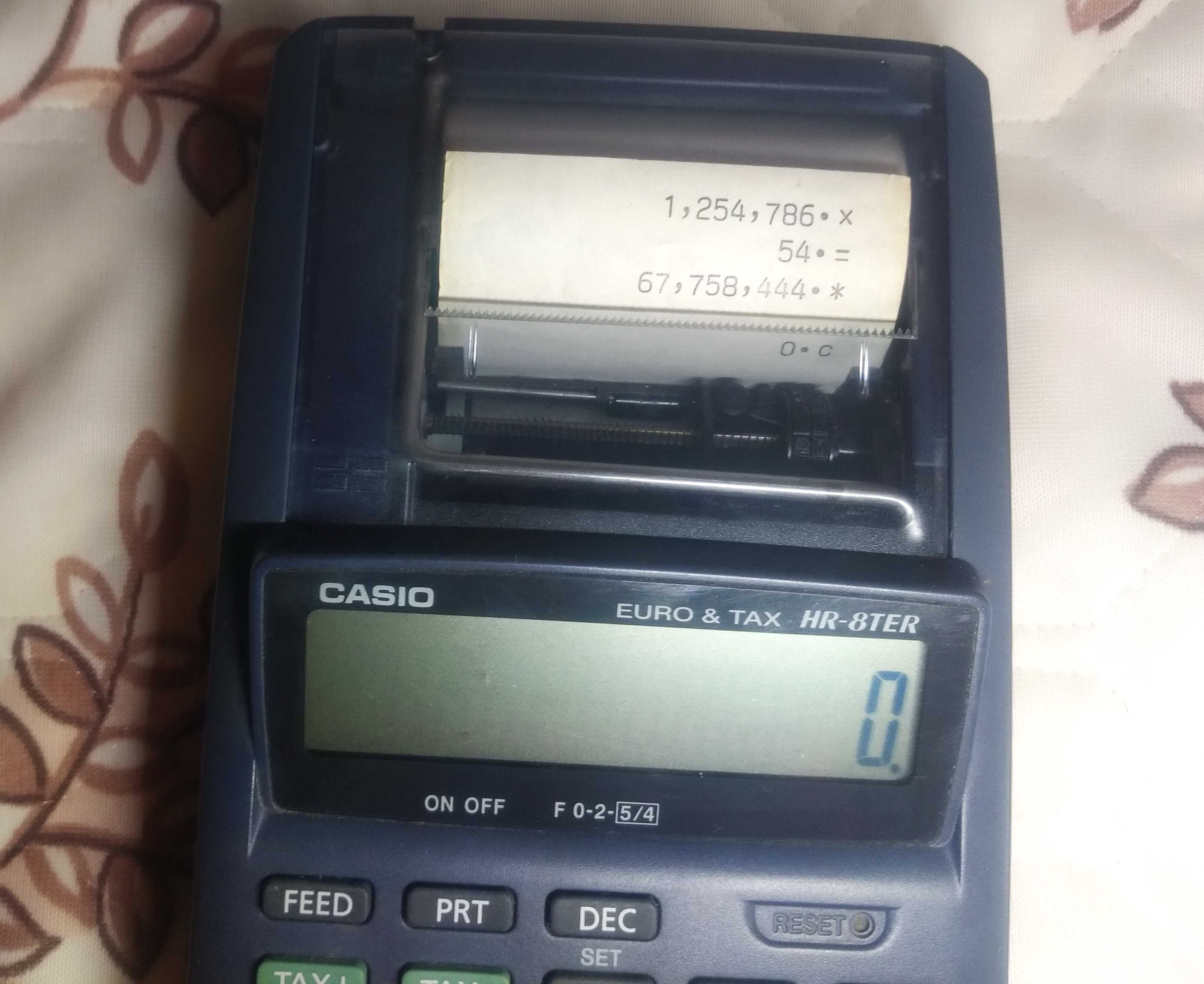 Калькулятор с печатью CASIO HR-8TER EURO&TAX +рулон ленты для печати