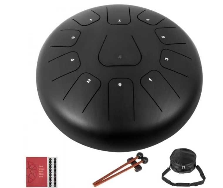 Stalowy bębenek eteryczny Handpan Tongue Drums 12'' 13-tonowy czarny