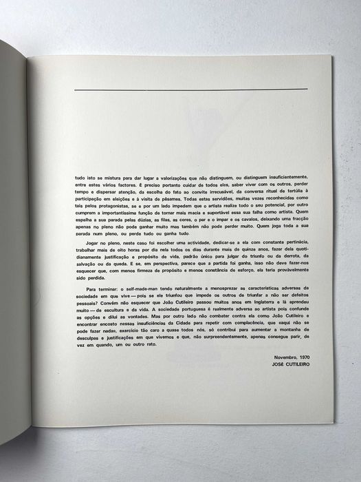 João Cutileiro Galeria 111 de 1970 Catálogo da Exposição