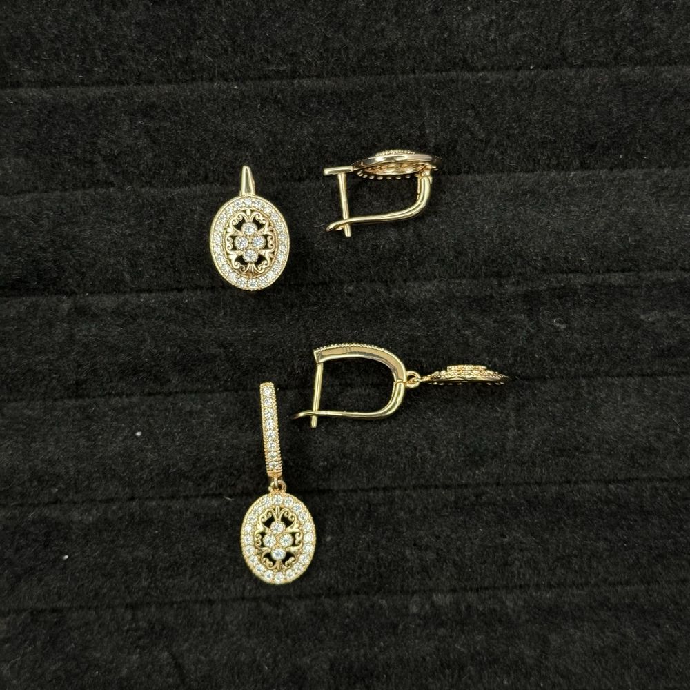 Комплекти 3-ка золото 585 каблучка, сережки та підвіска з фіанітами