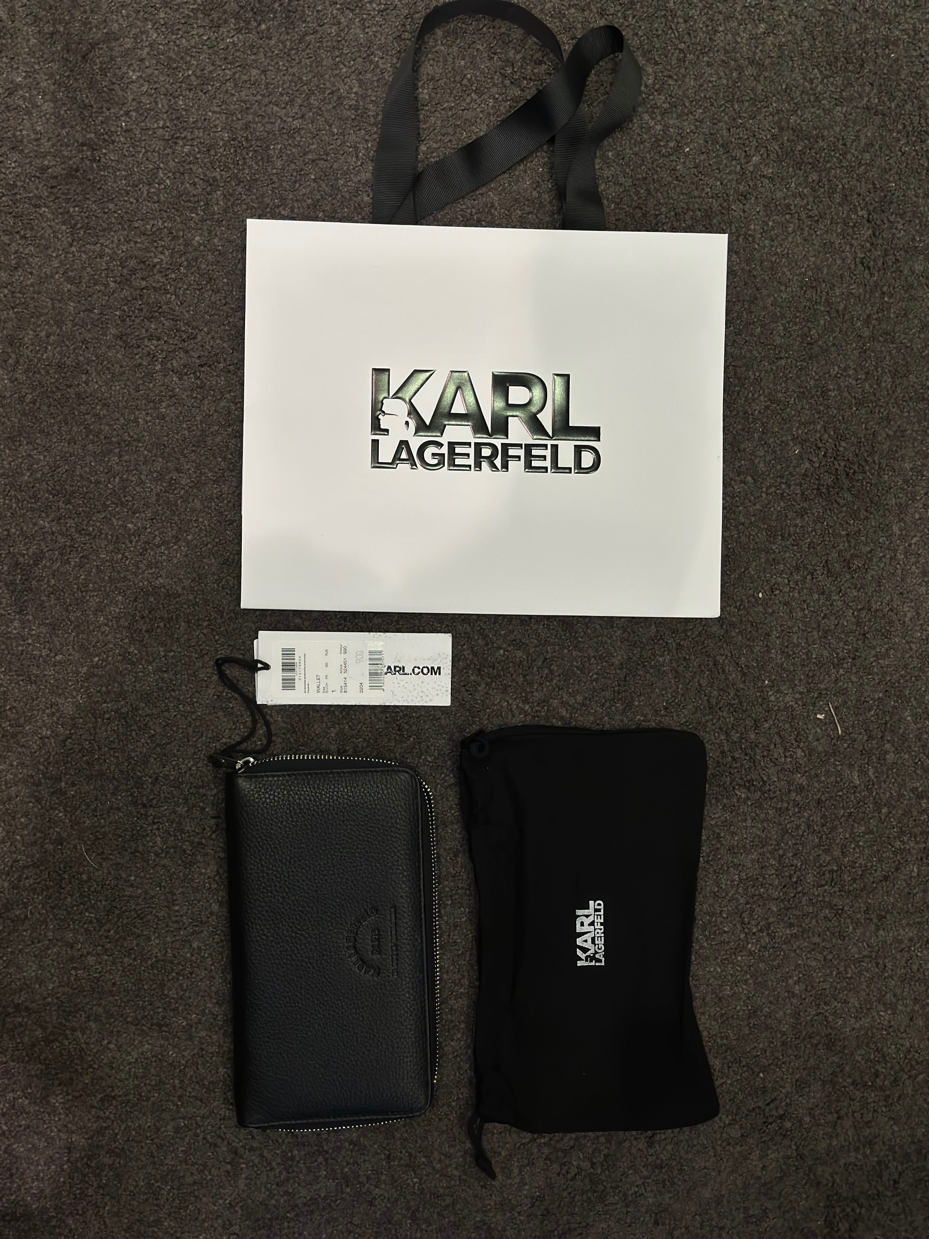 Czarny skórzany portfel Karl Lagerfeld oryginalny nowy z metką HIT