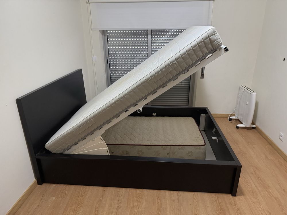 Estrutura cama c/arrumação, branco, 160x200 cm