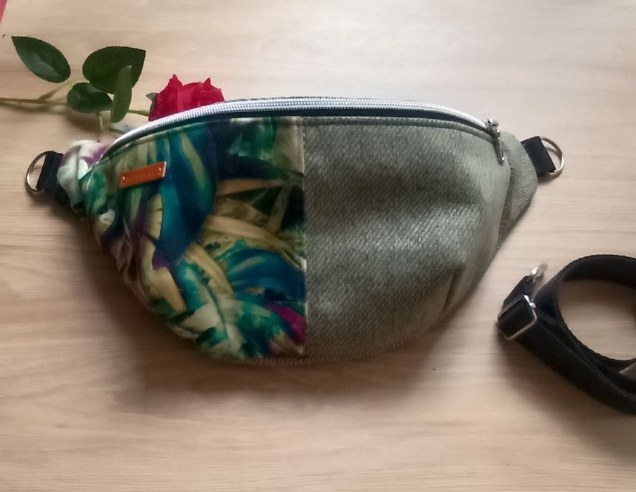 Nerka torebka saszetka oliwkowa zieleń handmade rękodzieło