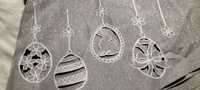 Okrągły obrus wielkanocny szary z nitką srebrną i haftem richelieu