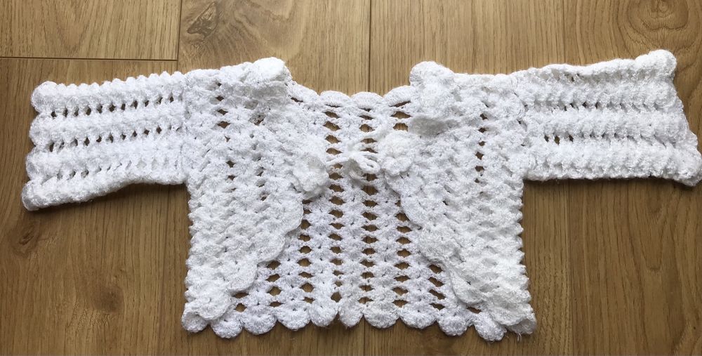 Bolerko chrzest robione na szydełku nowe rozmiar 74/80