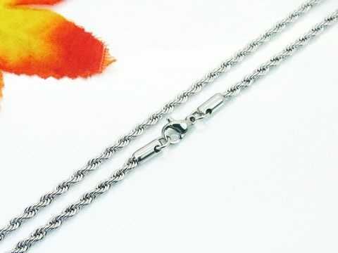 Kręcony łańcuszek męski kordel srebrny stal chirurgiczna 70 cm L759