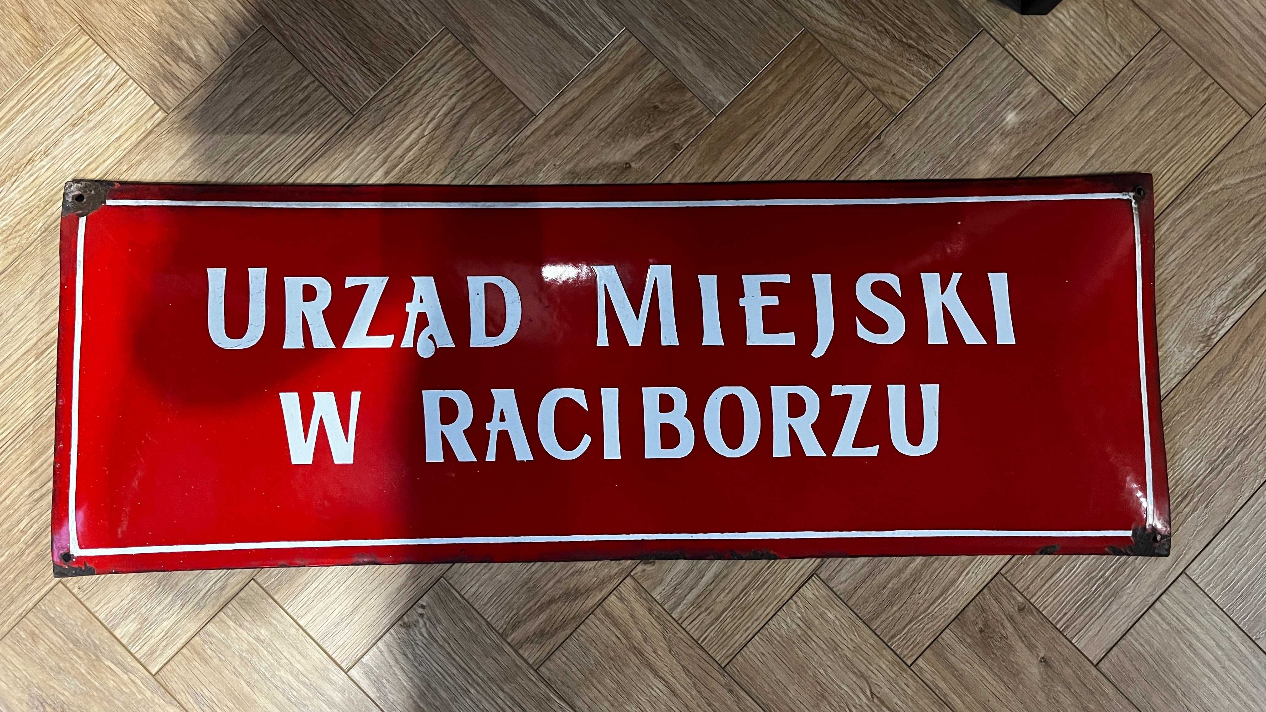 Tablica emaliowana Stary szyld - Urząd Miejski w Raciborzu lata 60/70