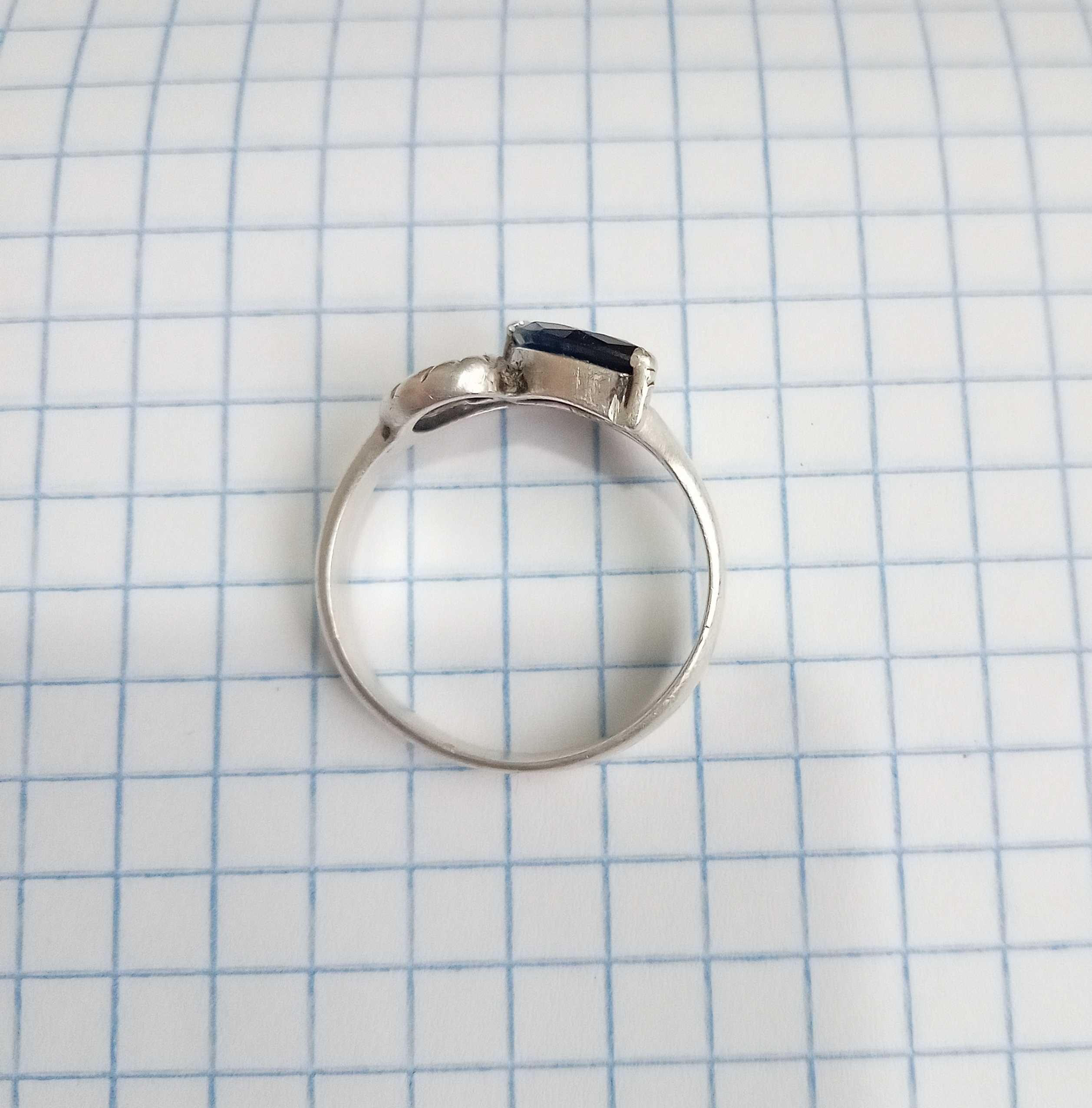 Кольцо перстень серебро 925 проба синий натуральный камень винтаж