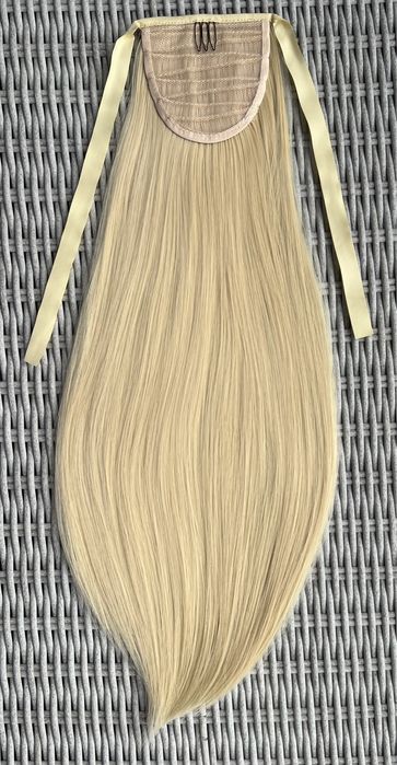 Premium Ultra włosy doczepiane, jasny blond, kucyk, treska
