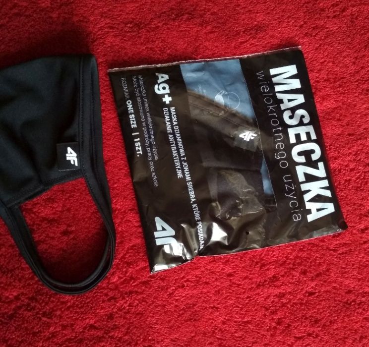 4F Maska Maseczka z Jonami Srebra Czarna Wielorazowa ! Można prać Nowa
