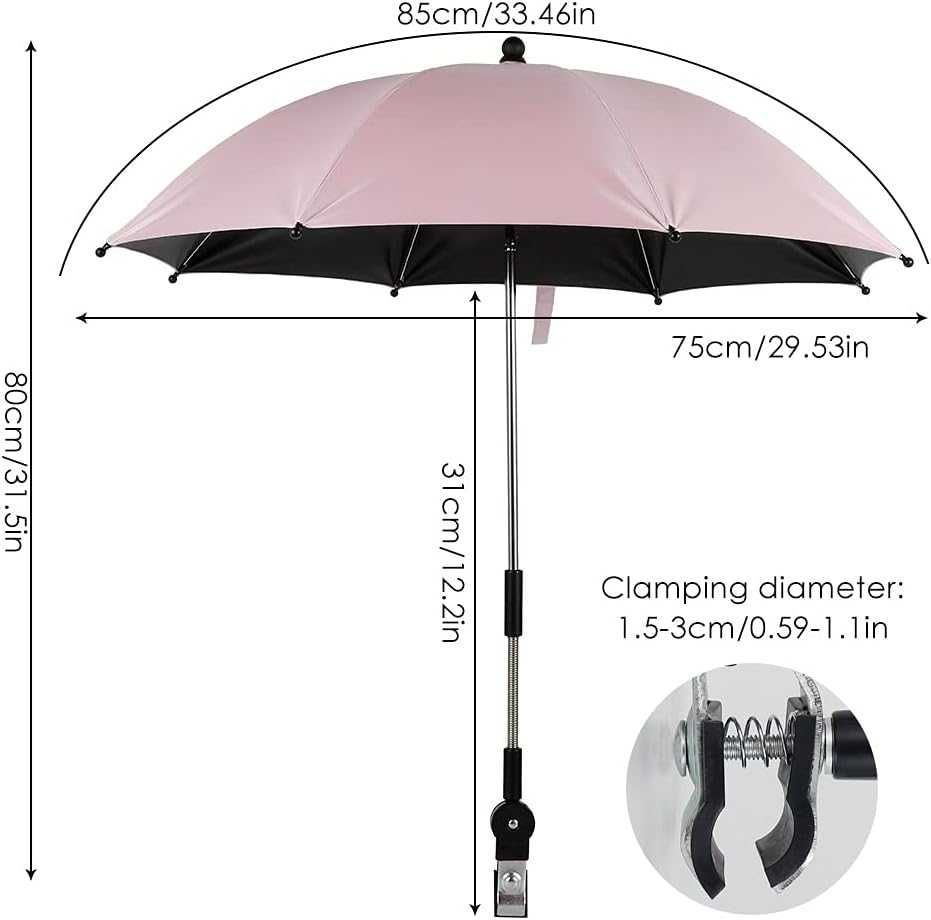 Uniwersalna parasol-ka UV 50+ do wózka pudrowy róż