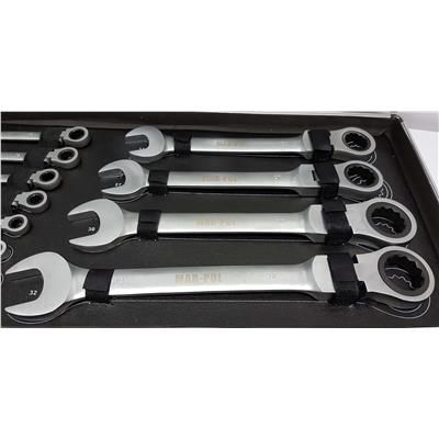 Klucze płasko-oczk grzechotka łamane 6-32mm 22szt