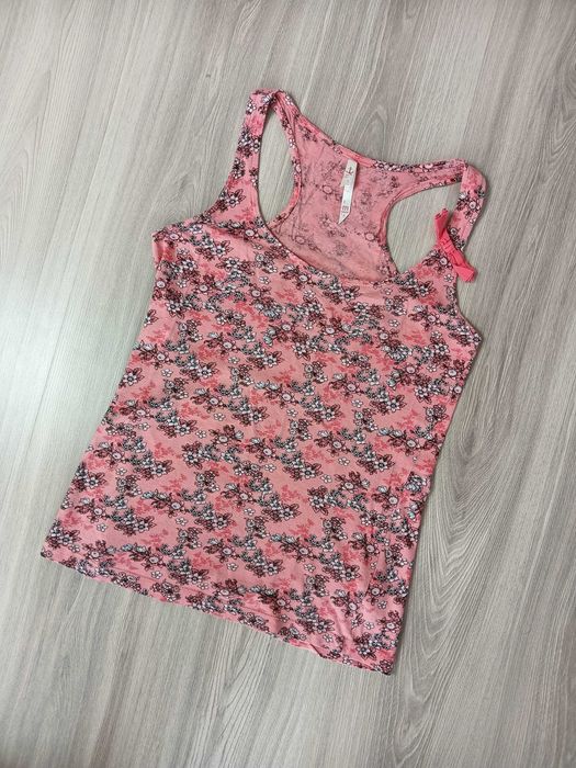 Bluzka damska na ramiączkach top różowa w kwiaty M