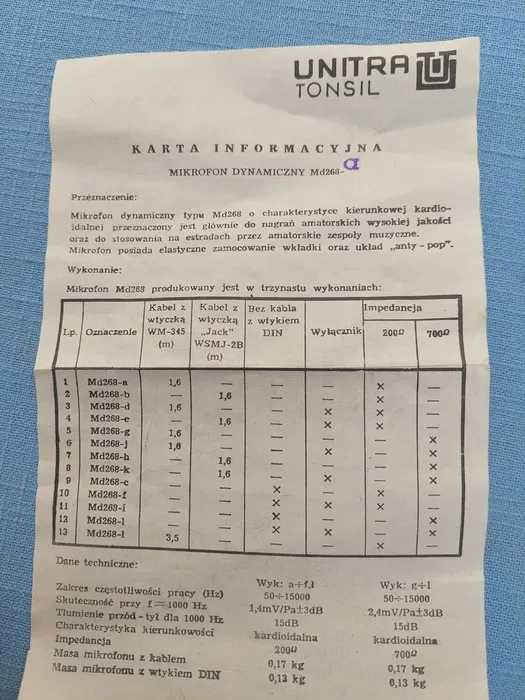 mikrofon Unitra Tonsil nowy dla amatorskich zespołów muzycznych