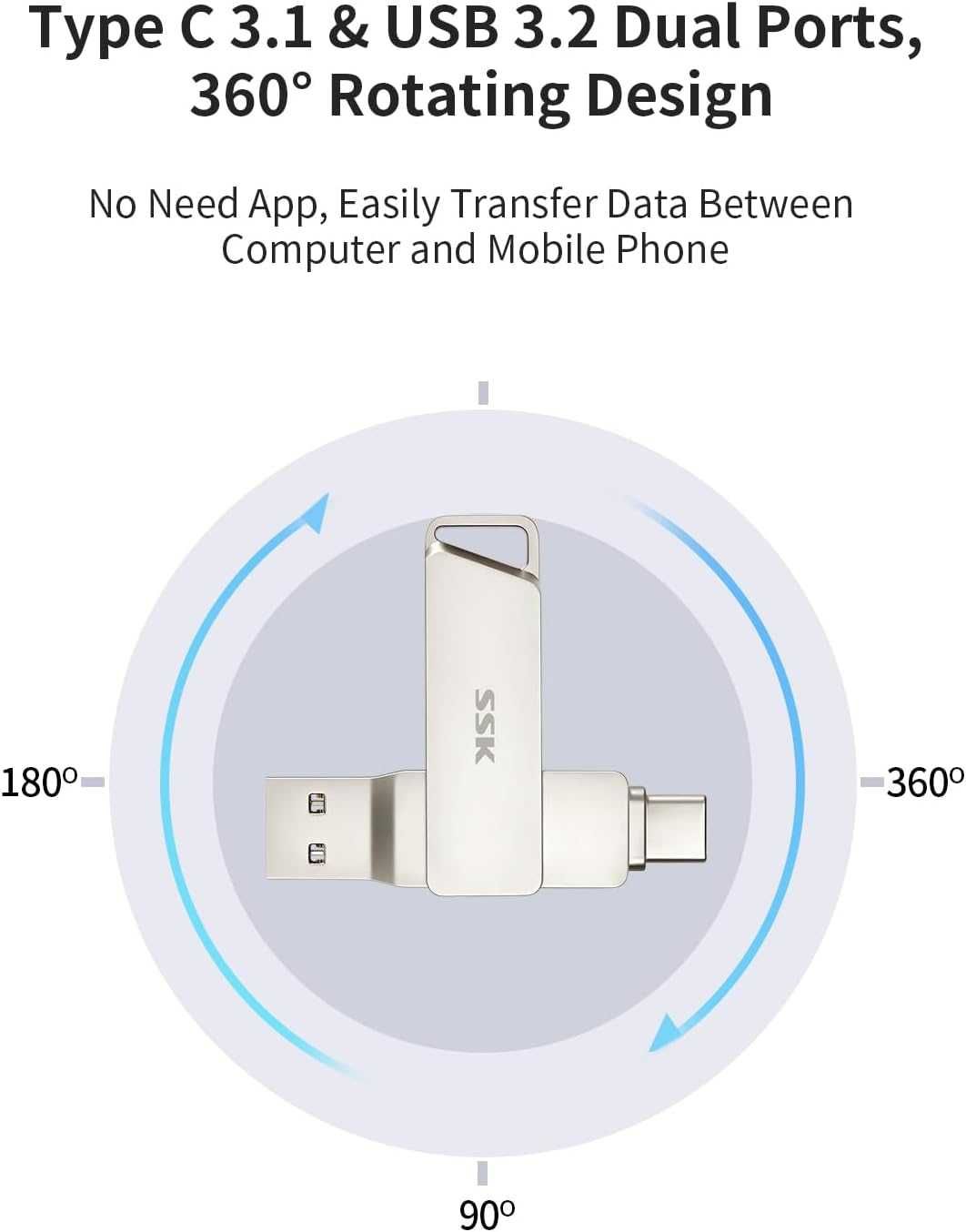 SSK Pamięć flash USB C 64 GB do 200 MB/s