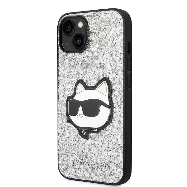 Etui Karl Lagerfeld Glitter Choupette Patch na iPhone 14 Plus - srebrn