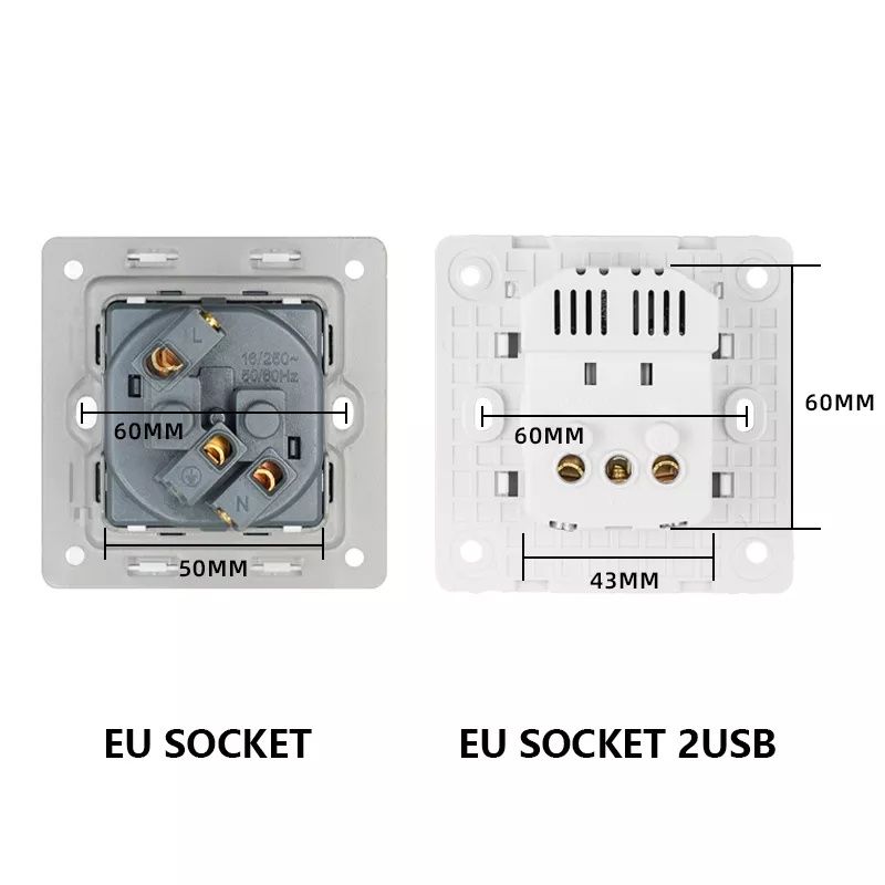 Розетка з USB юсб портом та індикатором 220в 16А