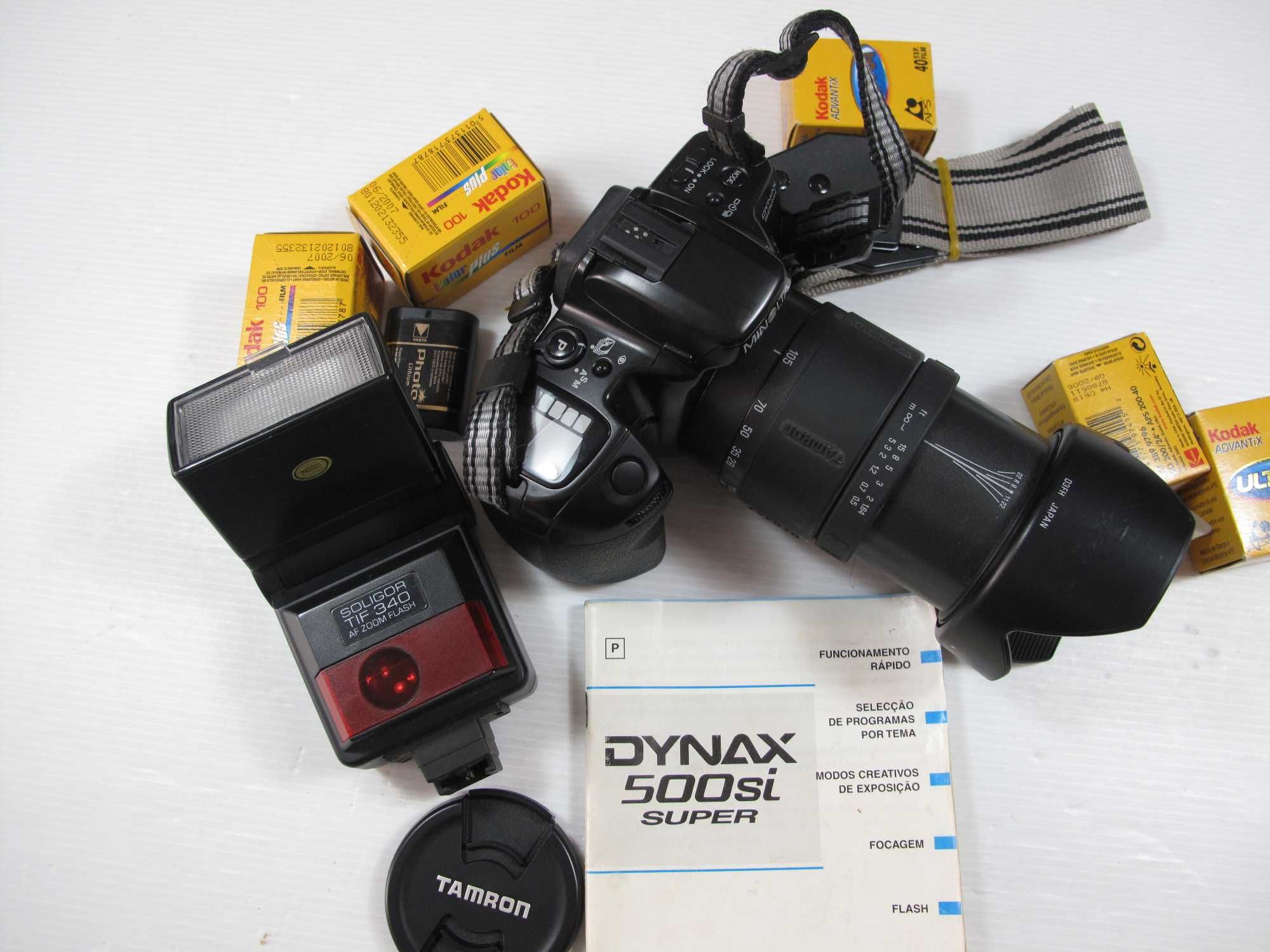 Minolta (Sony) Dinax 500si + lente +flash - Maquina de Rolo
