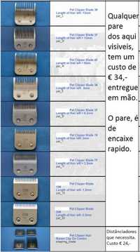 Pentes para maq. profissionais de tosquiar cães, gatos entre outros