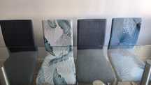 Conjunto mesa de vidro + 8 cadeiras
