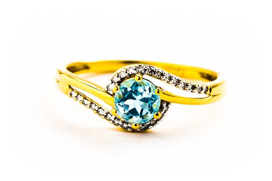 Złoty Pierścionek - APART 2359zł - 14K - 1,80g - TOPAZ I DIAMENTY