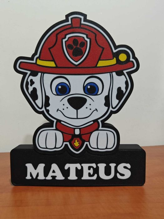 Candeeiro do Marshall (Patrulha Pata) com Nome Personalizado