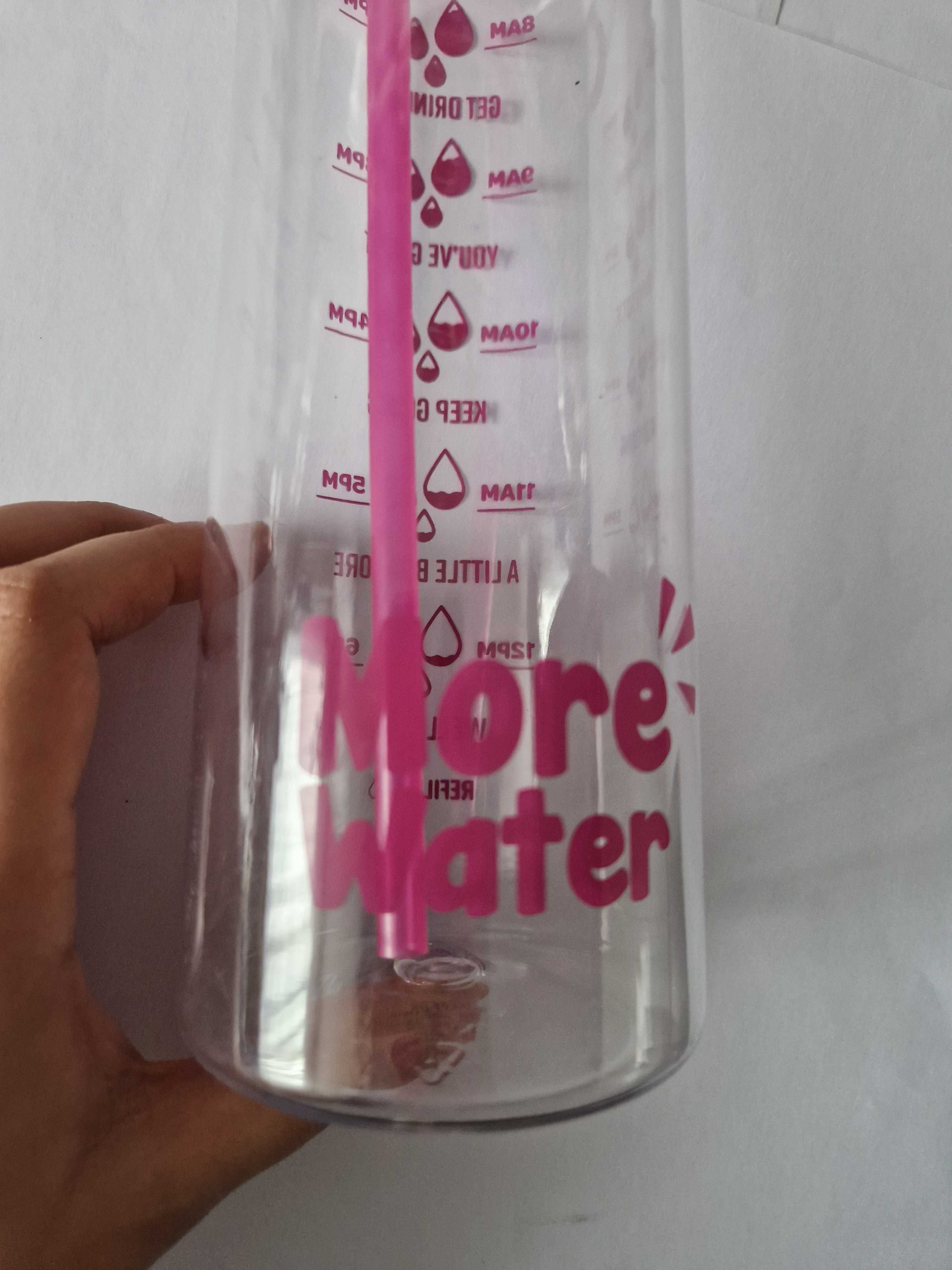 Motywujący bidon na wodę, nowy, różowy, 1 litr