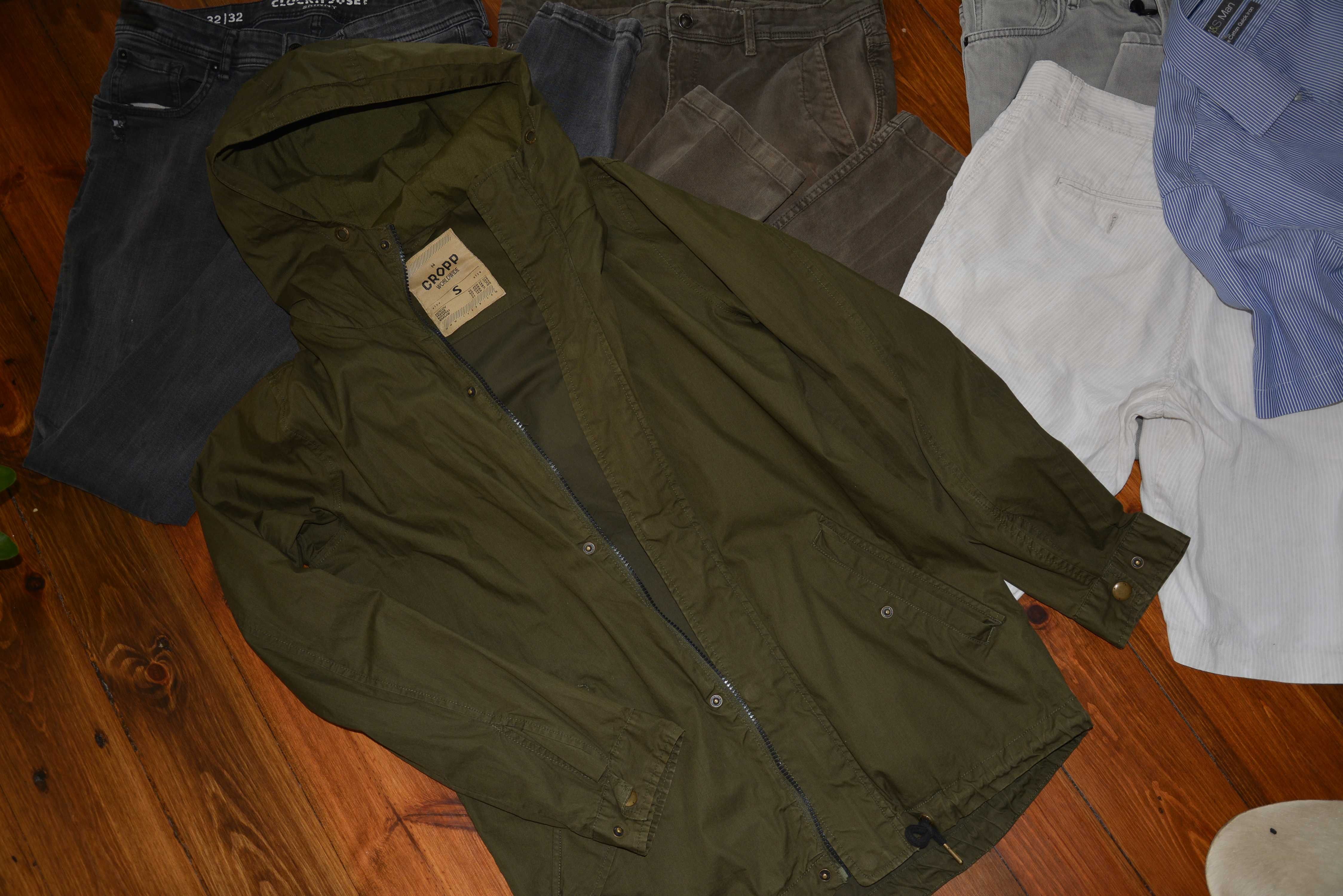 9 sztuk ubrań r. S M męski zestaw jeansy 31 parka koszula dżinsy tommy