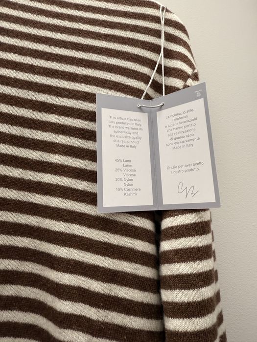 Sweter kaszmirowy w paski kremowo- czekoladowy