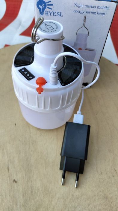 Лампа ліхтар LED на акумуляторі з USB сонячною панеллю +блок заряду