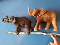 Drewniane słonie figurka rzeźba drewniana PRL