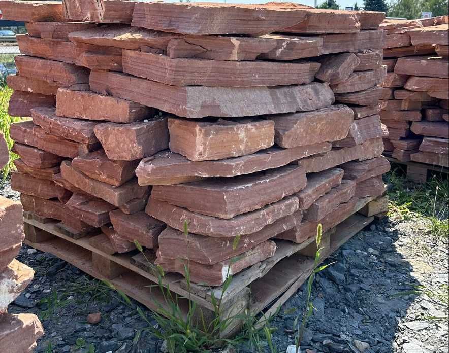 CZERWONY PIASKOWIEC - Płyty Ogrodowe Kamień na Murek Ścieżka Taras