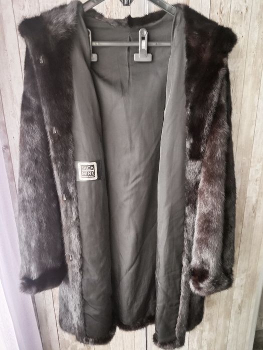 SAGA MINK. Ог 104см. Норковая шуба с капюшоном. Натуральная шуба