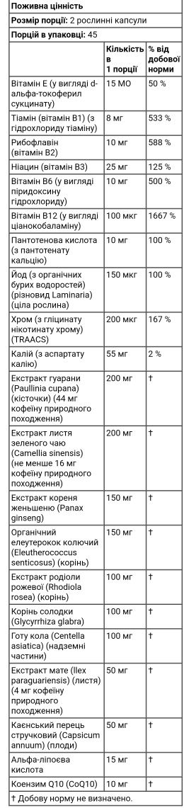 Now Foods вітаміни для енергії Енергетична підтримка Energy 90 капсул