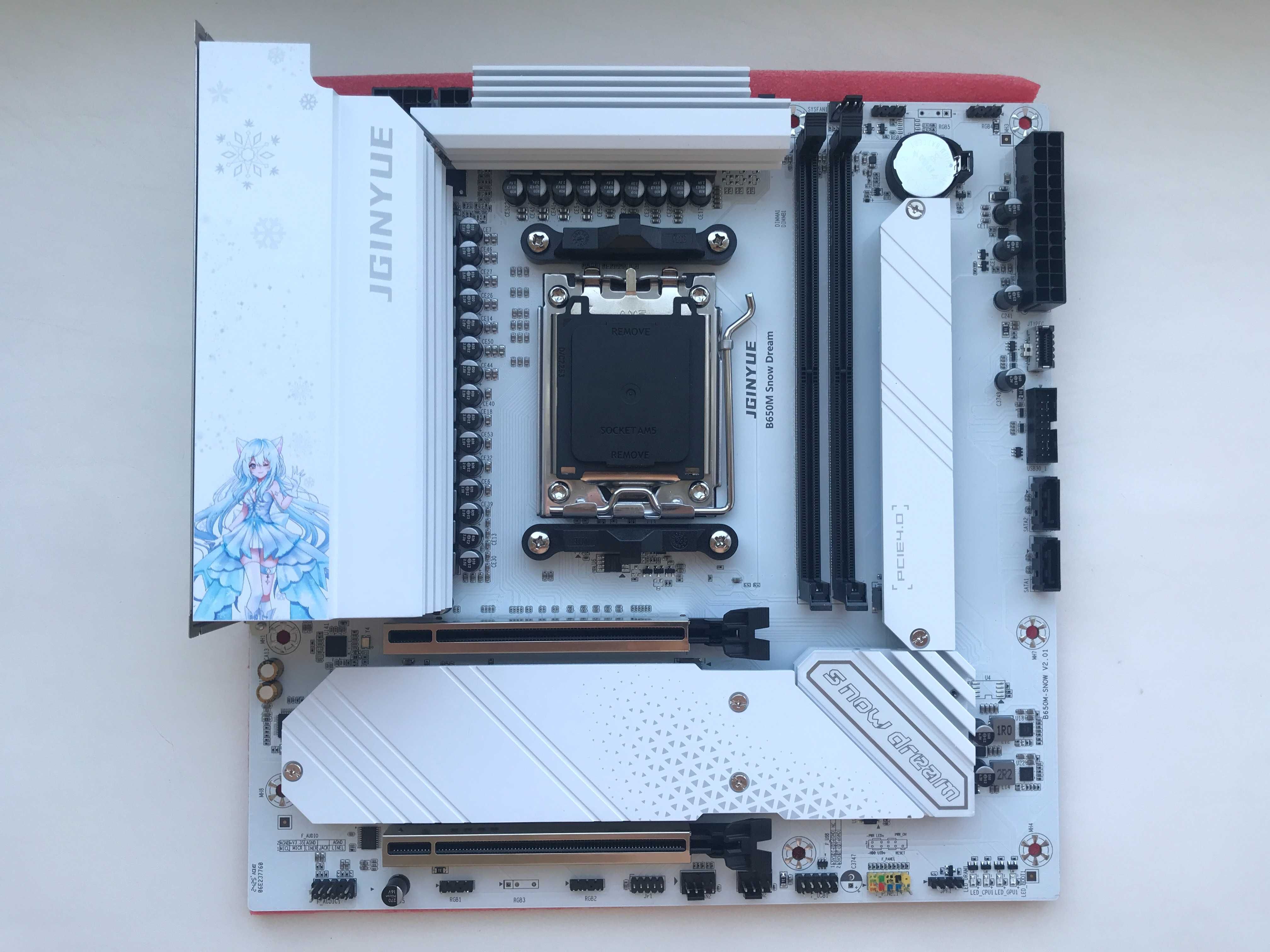 JGINYUE B650M Snow Dream v2.01 - сокет AM5, DDR5, ARGB, M-ATX