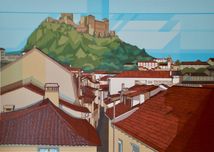 Serigrafia do artista Ernani Oliveira - Telhados de Leiria