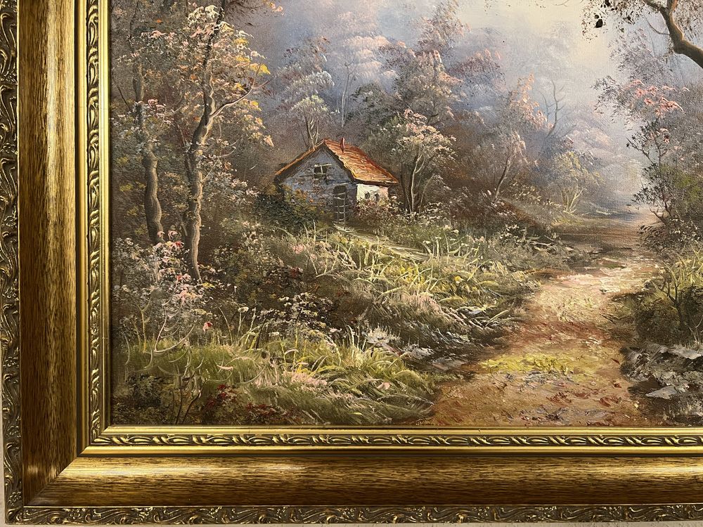 Obraz - Dom w lesie , farba na płótnie