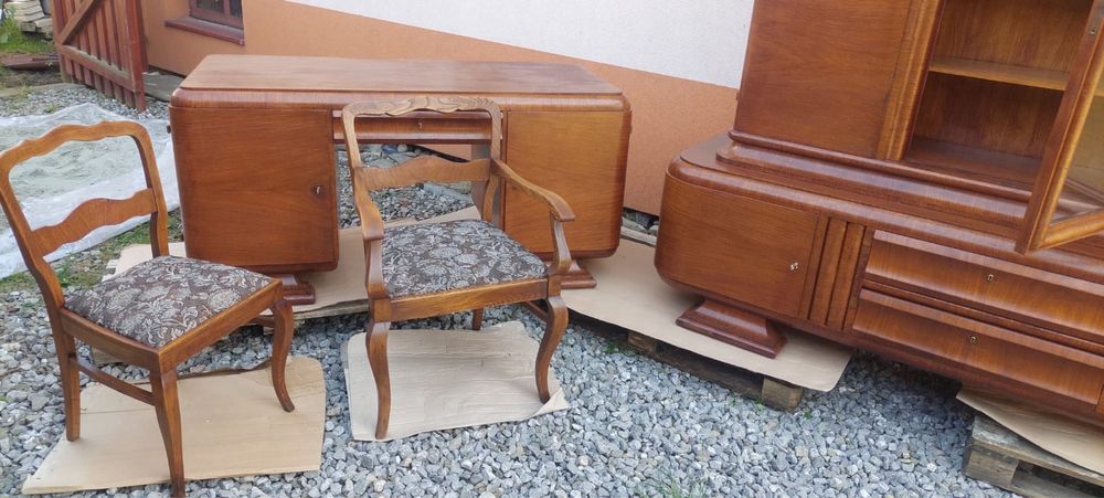Zestaw mebli gabinetowych Art deco antyk dwudziestolecie miedzywojenne